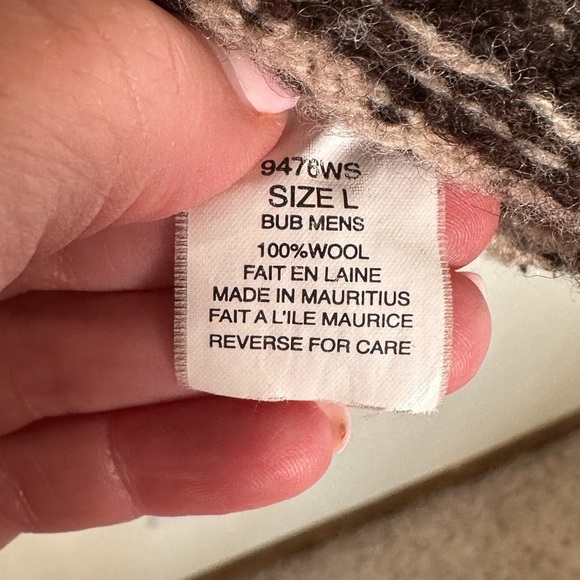 Woolrich 100% Tan/Brown Wool Mock Neck 3 Button Pullover Grunge Sweater Sz L - Picture 8 of 12